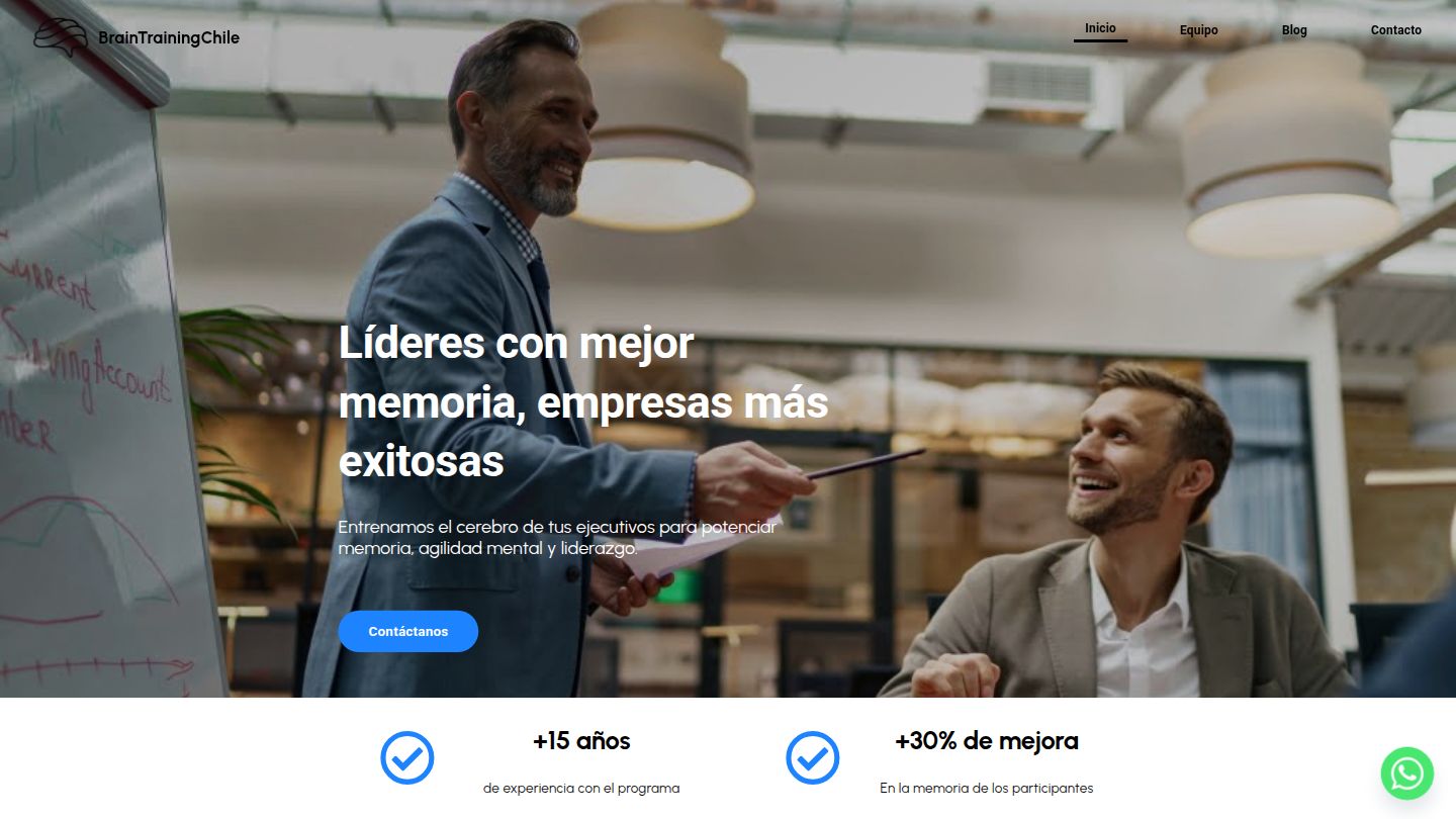 BrainTrainingChile - Vista completa del sitio web